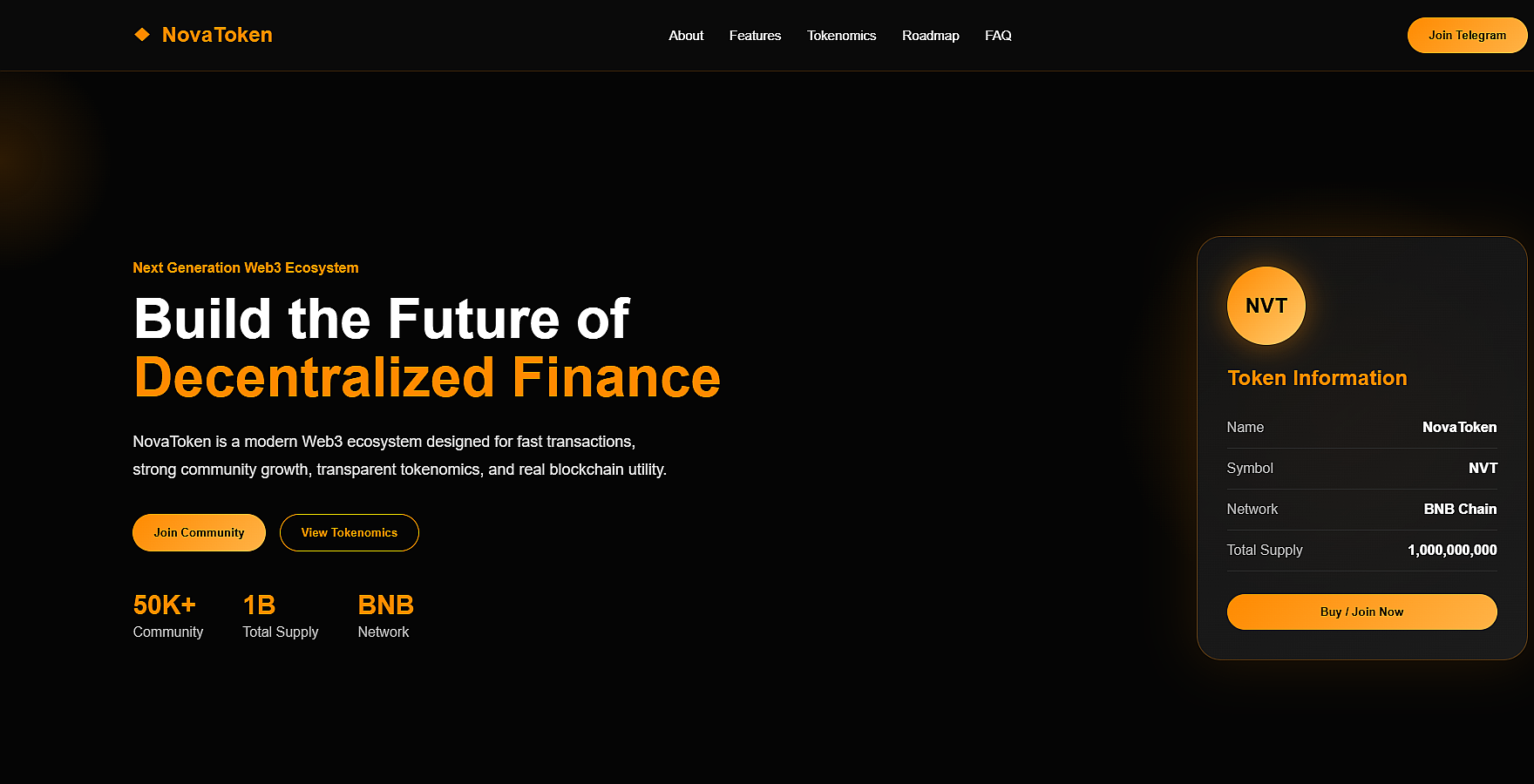 NovaToken Landing Page